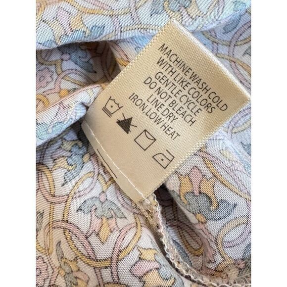 Max Studio Women’s Blouse L Boho Floral Geometric Print Top Rayon Long Sleeve - Picture 11 of 11